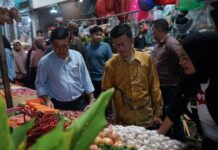 read news – Pj Walikota Tanjungpinang Hasan Cek Harga Cabai Penjabat (Pj.) Wali Kota Tanjungpinang, Hasan, S.Sos (baju cokelata) dan pejabat terkait, termasuk Kepala Dinas Perdagangan dan Perindustrian (Disdagin), serta Kepala Dinas Pertanian, Pangan, dan Perikanan (DP3) mengcek harga cabai dipasar. (Foto : abdi perdana - batamtv.com)