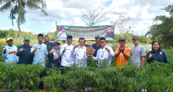 Penjabat Wali Kota Tanjungpinang Hasan, S.Sos, mengapresiasi dan menyatakan kekagumannya kepada kelompok tani Serumpun Mandiri yang mampu mengolah lahan eks pertambangan bouksit (Foto : dwi susilo - batamtv.com)