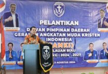 Pelantikan DPD GAMKI Kepri, Ansar Ajak Jaga Keutuhan NKRI