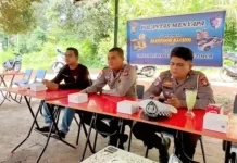 Polantas Beri Edukasi Berlalulintas ke Ojek Online Masfood di Bintan Timur